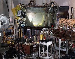 View of artist's studio set-up in Kim Keever