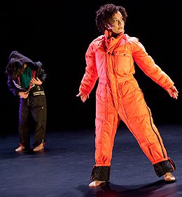 Rebecca Arendt, with Pareena Lim in background, in <I>Public</I> in Fresh Tracks 2009