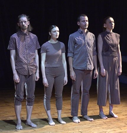 (L-R) Jordan Morley, Esmé Boyce, Dylan Crossman, Amber Sloan in Take Root: Angharad Davies and Amber Sloan